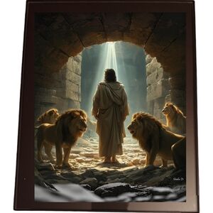 Daniel and the Lion's Den In A Glass Front Frame 8x10 Picture AI wall